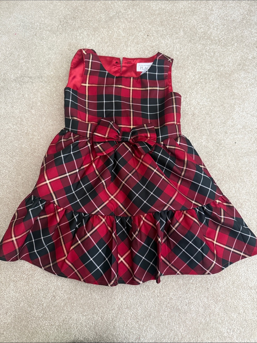 The Children's Place Red and Black Plaid Bow Dress